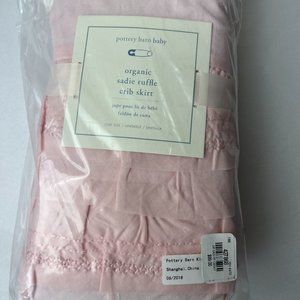 NWT Pottery Barn Baby Organic Sadie Ruffle Crib Skirt - Blush Pink - One Size